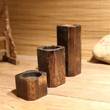 Set de Bougeoirs "Racine Solide" | Paulownia Carbonisé (Lot de 3)