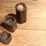 Set de Bougeoirs "Racine Solide" | Paulownia Carbonisé (Lot de 3)